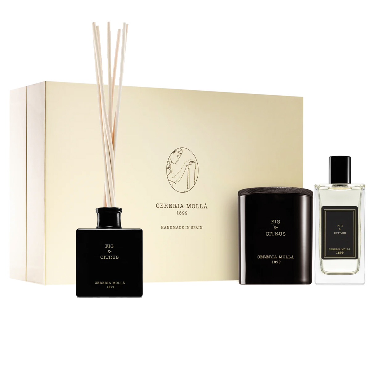 CERERIA MOLLA Подарочный сет III  BOUTIQUE Fig & Citrus  (свеча+диффузор+спрей)